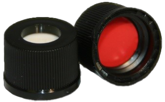 CS-100024 - 2 mL, 10-425 Black Screw Cap, Red PTFE/White Silicone 0.060 Thickness, Pkg. 100