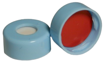 CS-100035 - 2 mL, 11 mm Blue Snap Cap, Red PTFE/White Silicone 0.040 Thickness, Pkg. 1000
