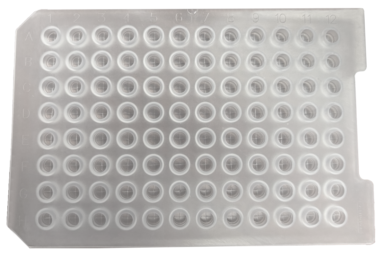 CS-100057 - 96 Round Well Plate Sealing Mat, PRE-SLIT 7 mm Plug, Premium Clear Silicone, Ultra Low Bleed, Pkg. 5