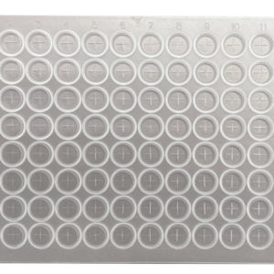 CS-100059 - 96 Round Well Plate Sealing Mat, PRE-SLIT 8 mm Diameter Short Plug, Premium Clear Silicone, Pkg. 5
