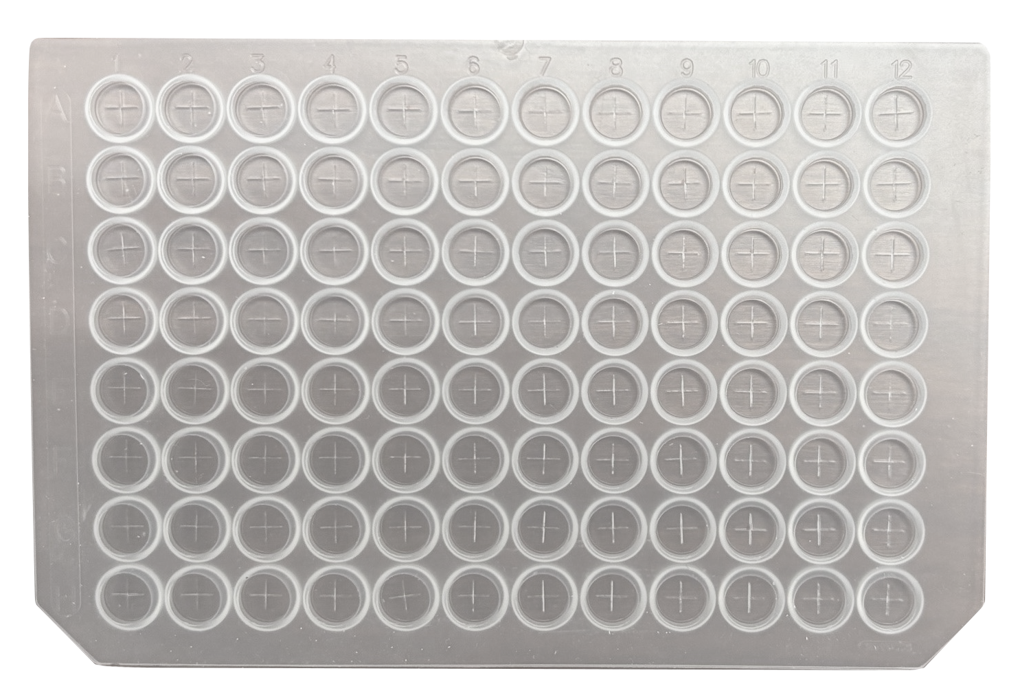 CS-100059 - 96 Round Well Plate Sealing Mat, PRE-SLIT 8 mm Diameter Short Plug, Premium Clear Silicone, Pkg. 5