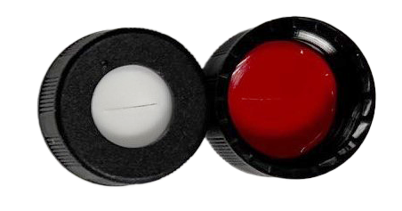 CS-100062 - 2 mL, 9 mm Black Screw Cap, SLIT, Red PTFE/ White Silicone 0.040 Thickness, Pkg. 100
