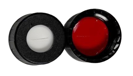 CS-100063 - 2 mL, 9 mm Black Screw Cap, SLIT, Red PTFE/ White Silicone 0.040 Thickness, Pkg. 1000