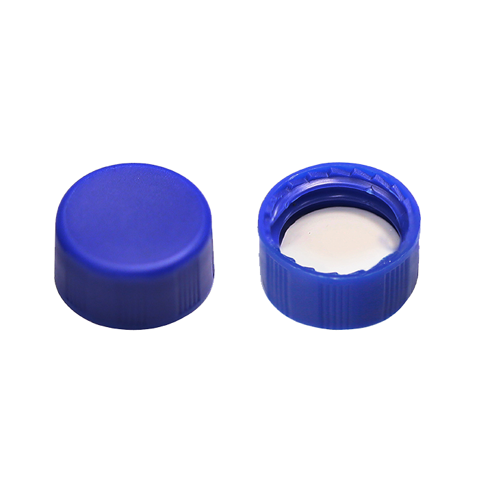 CS-100067 - 2 mL, 9 mm Blue Short Screw Cap, White PTFE/Red Silicone Septa, 9 x 1 mm, Closed-top, Pkg. 100