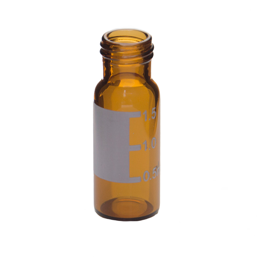CV-100070 - 2mL Amber Glass 9 mm Screw Top Vial with Write-on Spot, Silanized 12 x 32mm, 5.0 Type Glass, Value Line, Pkg. 100