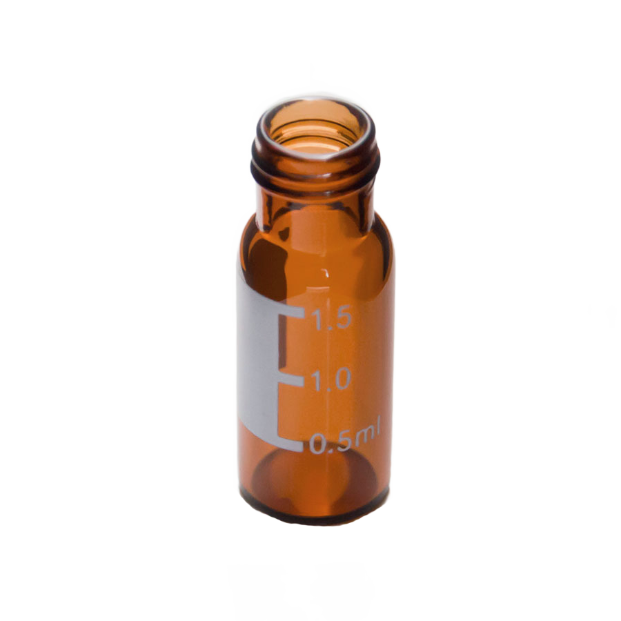 CV-100007 - 2 mL Amber Glass 9 mm Screw Top Vial with Write-on Spot, 11.6 x 32 mm, 5.0 Type Glass, Value Line, Pkg. 100