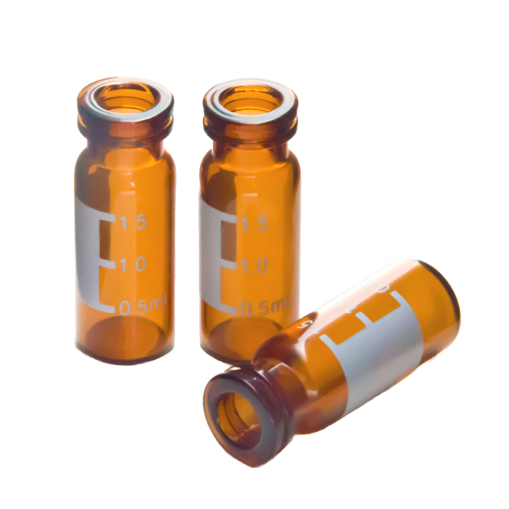 CV-100013 - 2 mL Amber Glass 11 mm Snap Ring Top Vial with Write-on Spot, 11.6 x 32 mm, 5.0 Type Glass, Value Line, Pkg. 100